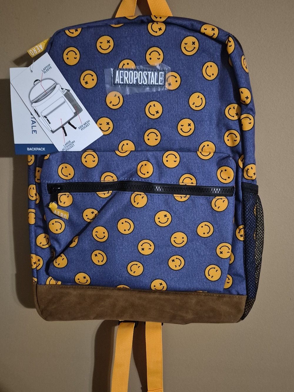 Aeropostale Blue Smiley-Print Backpack